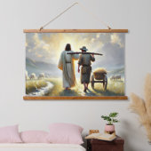 Rustikales Wandteppich aus Holz mit Jesus-Jokon (Schlafzimmer)