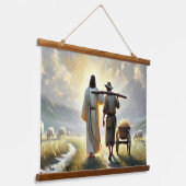 Rustikales Wandteppich aus Holz mit Jesus-Jokon Holzrahmen (Gewinkelt)