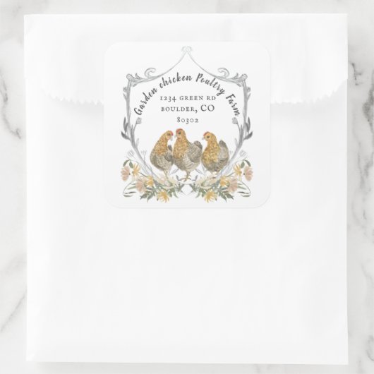 Rustikales Wappen Bauernhof Visitenkarte Quadratischer Aufkleber (Tasche)