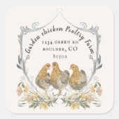 Rustikales Wappen Farmhouse Business Card SQ Quadratischer Aufkleber (Vorderseite)