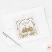 Rustikales Wappen Farmhouse Business Card SQ Quadratischer Aufkleber (Umschlag)