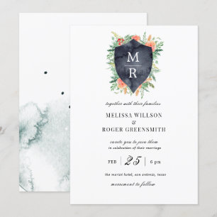 rustikales Wappen Monogramm Hochzeit Einladung