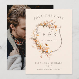 Rustikales Wappen Monogramm Hochzeit im Herbst Fot Save The Date