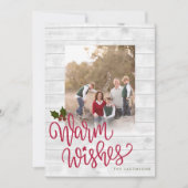 Rustikales wärmendes Foto wünscht Weißholz Feiertagskarte (Vorderseite)