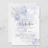 Rustikales Wasser Blau Rose und Rose Angesagt Einladung (Vorderseite)