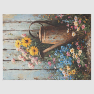 Rustikales Wasser kann Wildblumen zeichnen Dekoupa Seidenpapier