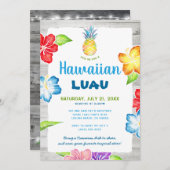 Rustikales Wasser tropisches Hawaiian Luau Einladung (Vorne/Hinten)