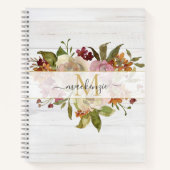Rustikales Wasserfarbe-Rosenbouquet-Monogramm Notizblock (Vorderseite)
