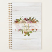 Rustikales Wasserfarbe-Rosenbouquet-Monogramm Planer (Vorderseite)