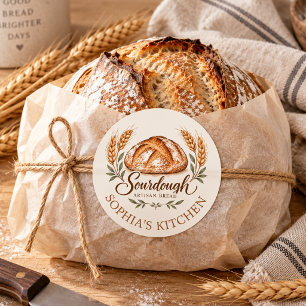 Rustikales Wasserfarbe-Sauerteigbrot Heim-Bäckerei Runder Aufkleber