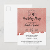 Rustikales Wasserfarben 50. Geburtstag Weinthema Einladungspostkarte (Vorne/Hinten)