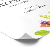 Rustikales Wasserfarben-Blumen-Hochzeitsdusche-Sch Poster (Ecke)