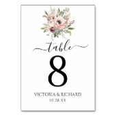 rustikales Wasserfarben-Blumenbouquet Tischnummer (Rückseite)