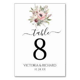 rustikales Wasserfarben-Blumenbouquet Tischnummer