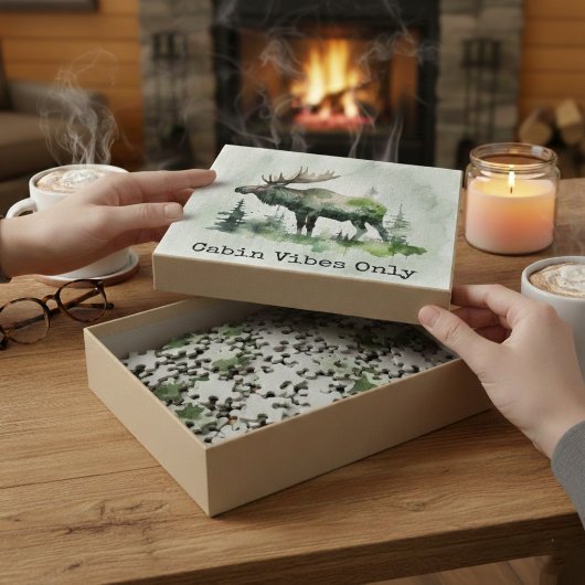 Rustikales Wasserfarben-Elch personalisiertes Fami Puzzle