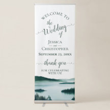 Rustikales Wasserfarben-Gebirgssee-Hochzeitswillko