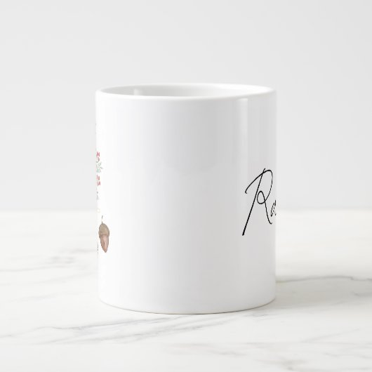 Rustikales Wasserfarben Hirsch und Botanische Weih Jumbo-Tasse (Vorderseite)