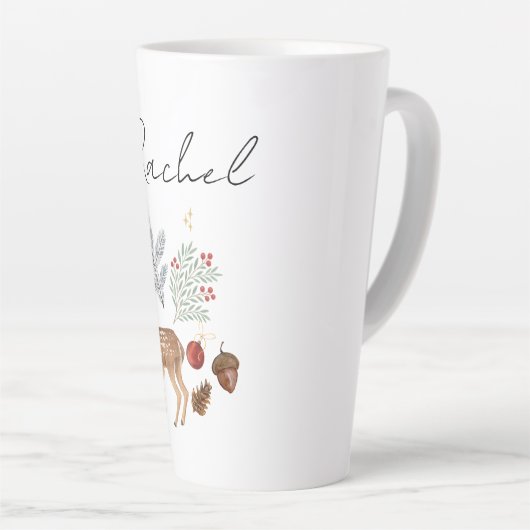 Rustikales Wasserfarben Hirsch und Botanische Weih Milchtasse (Rechte Ecke)