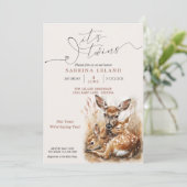 Rustikales Wasserfarben-Hirsch und Zwillingsfaelde Einladung (Stehend Vorderseite)