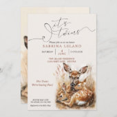 Rustikales Wasserfarben-Hirsch und Zwillingsfaelde Einladung (Vorne/Hinten)