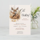 Rustikales Wasserfarben-Hirsch und Zwillingsfaelde Einladung (Stehend Vorderseite)