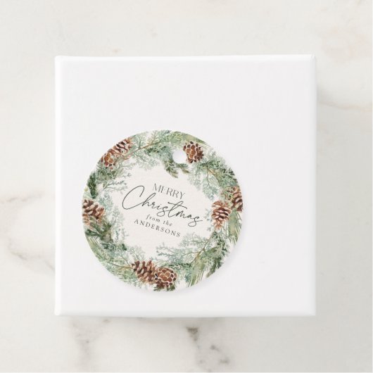 Rustikales Wasserfarben Kieferkraut Frohe Weihnach Geschenkanhänger (Beispiel)