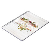 Rustikales Wasserfarben-Rosenbouquet-Monogramm Notizblock (Linke Seite)