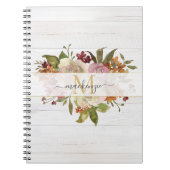 Rustikales Wasserfarben-Rosenbouquet-Monogramm Notizblock (Vorderseite)