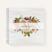 Rustikales Wasserfarben-Rosenbouquet-Monogramm Notizblock (Vorderseite)