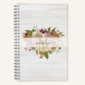 Rustikales Wasserfarben-Rosenbouquet-Monogramm Notizblock (Vorderseite)