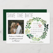 Rustikales Wasserfarben Save the Date Kalenderherz Ankündigung (Vorne/Hinten)