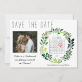 Rustikales Wasserfarben Save the Date Kalenderherz Ankündigung (Vorderseite)