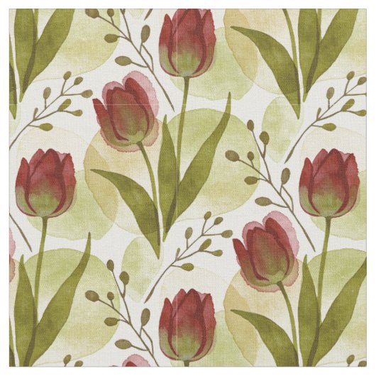 Rustikales Wasserfarben-Tulpen-Blumenmuster MH26 Stoff (Nahaufnahme)