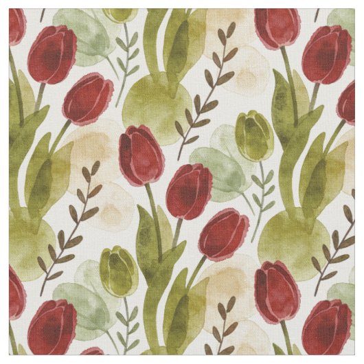 Rustikales Wasserfarben-Tulpen-Botanik-Muster MH26 Stoff (Nahaufnahme)