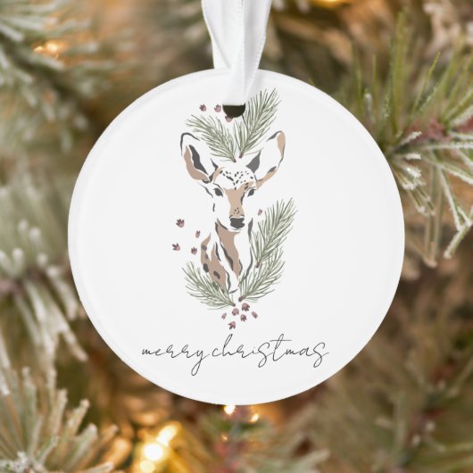 Rustikales Wasserfarben-Waldhirsch-Weihnachtsanden Ornament (Baum)