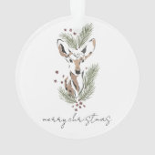 Rustikales Wasserfarben-Waldhirsch-Weihnachtsanden Ornament (Rückseite)