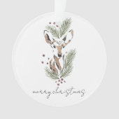 Rustikales Wasserfarben-Waldhirsch-Weihnachtsanden Ornament (Vorderseite)