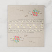 Rustikales Wasserfarben WildBlume Burlap Platzkarte (Außenseite Aufgefaltet)