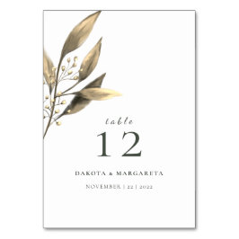 Rustikales, wasserfarbenes Blattgold Tischnummer