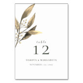 Rustikales, wasserfarbenes Blattgold Tischnummer (Rückseite)