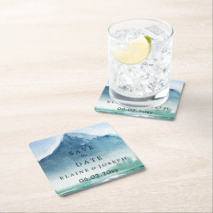 Rustikales Wasserfarbengebirge Rechteckiger Pappuntersetzer