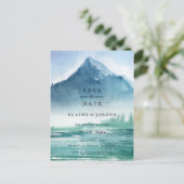 Rustikales Wasserfarbengebirge Save the Date See Ankündigungspostkarte (Stehend Vorderseite)
