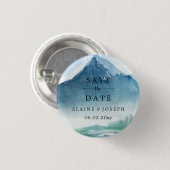 Rustikales Wasserfarbengebirge Save the Date See Button (Vorne & Hinten)