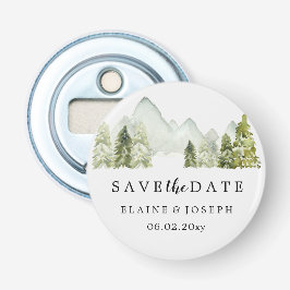 Rustikales Wasserfarbengebirge Save the Date See Flaschenöffner