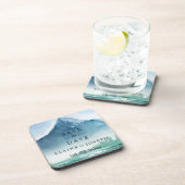 Rustikales Wasserfarbengebirge Save the Date See Getränkeuntersetzer (Rechte Seite)