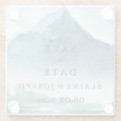 Rustikales Wasserfarbengebirge Save the Date See Glasuntersetzer (Rückseite)