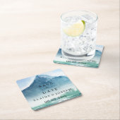 Rustikales Wasserfarbengebirge Save the Date See Rechteckiger Pappuntersetzer (Vor Ort)