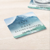 Rustikales Wasserfarbengebirge Save the Date See Rechteckiger Pappuntersetzer (angewinkelt)