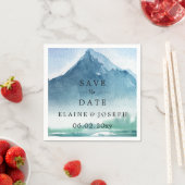Rustikales Wasserfarbengebirge Save the Date See Serviette (Beispiel)
