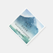 Rustikales Wasserfarbengebirge Save the Date See Serviette (Ecke)